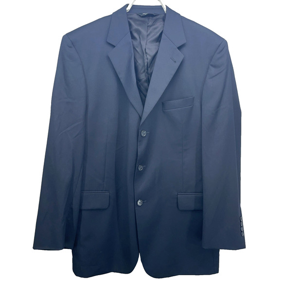 New Jos A Bank Signature Mens 43R 100% Wool Navy Blazer Suit Jacket 3 Butt - Picture 10 of 10